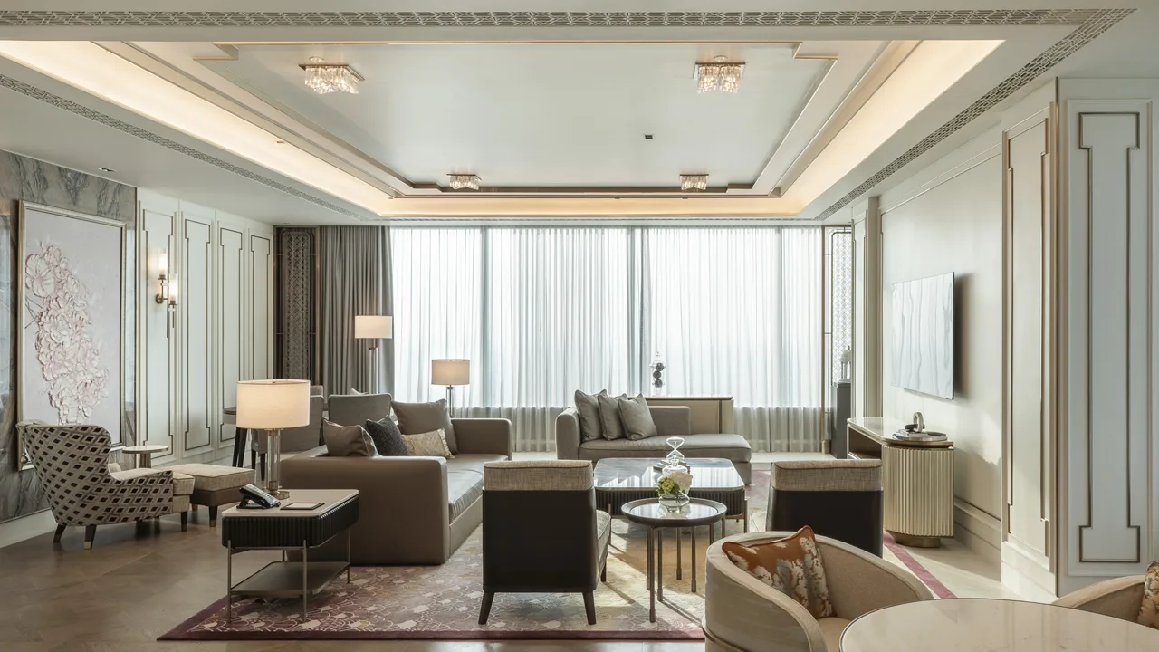 Suite • Living Room Suite living – corner sofa & skyline view