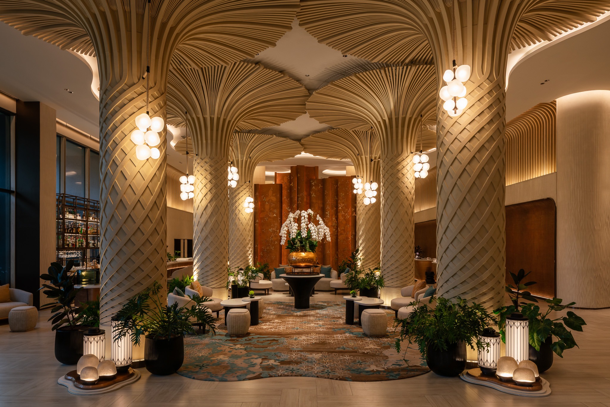 Hotel Lobby at Pattaya Marriott Resort designed by PIA Interior.