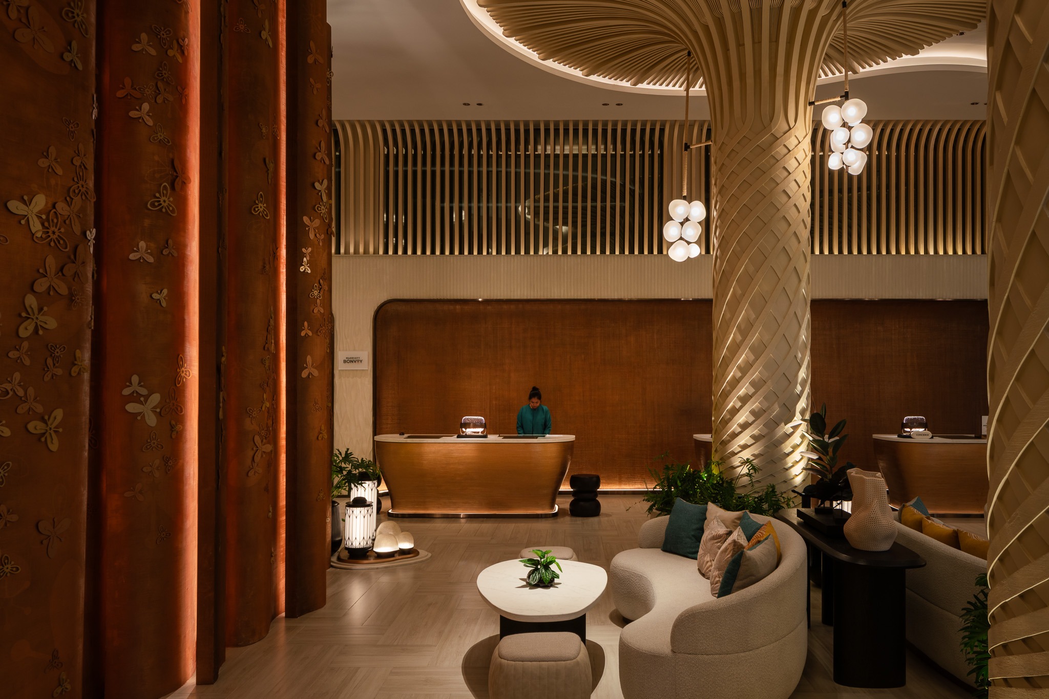 Hotel Lobby at Pattaya Marriott Resort designed by PIA Interior.