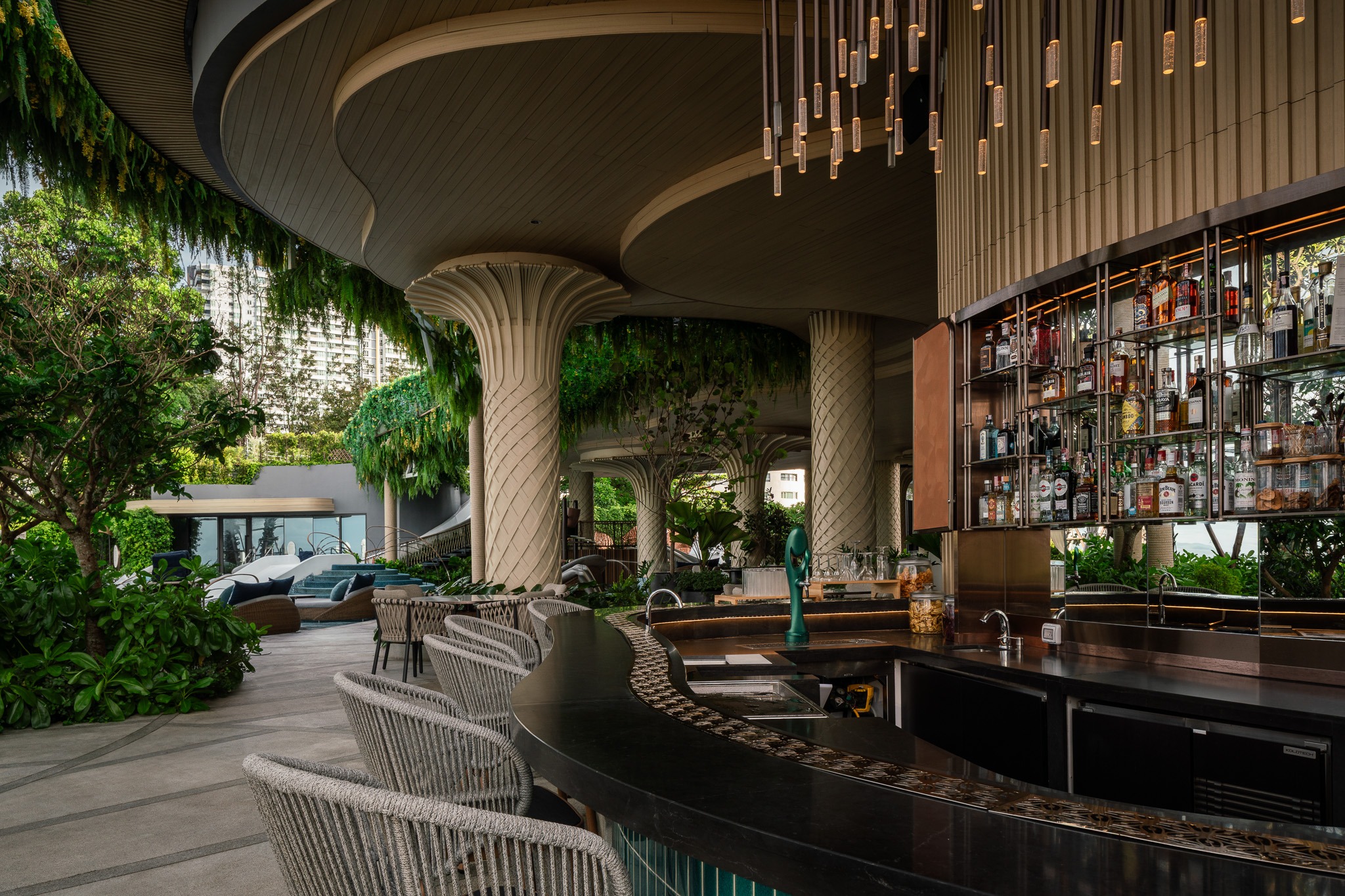 The Siam Pool Bar and Lounge at Pattaya Marriott Resort designed by PIA Interior